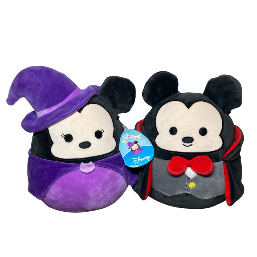 Disney Squishmallows Mickey Vampire & NWT Minnie Witch 8” KellyToy Plush, 2 Set